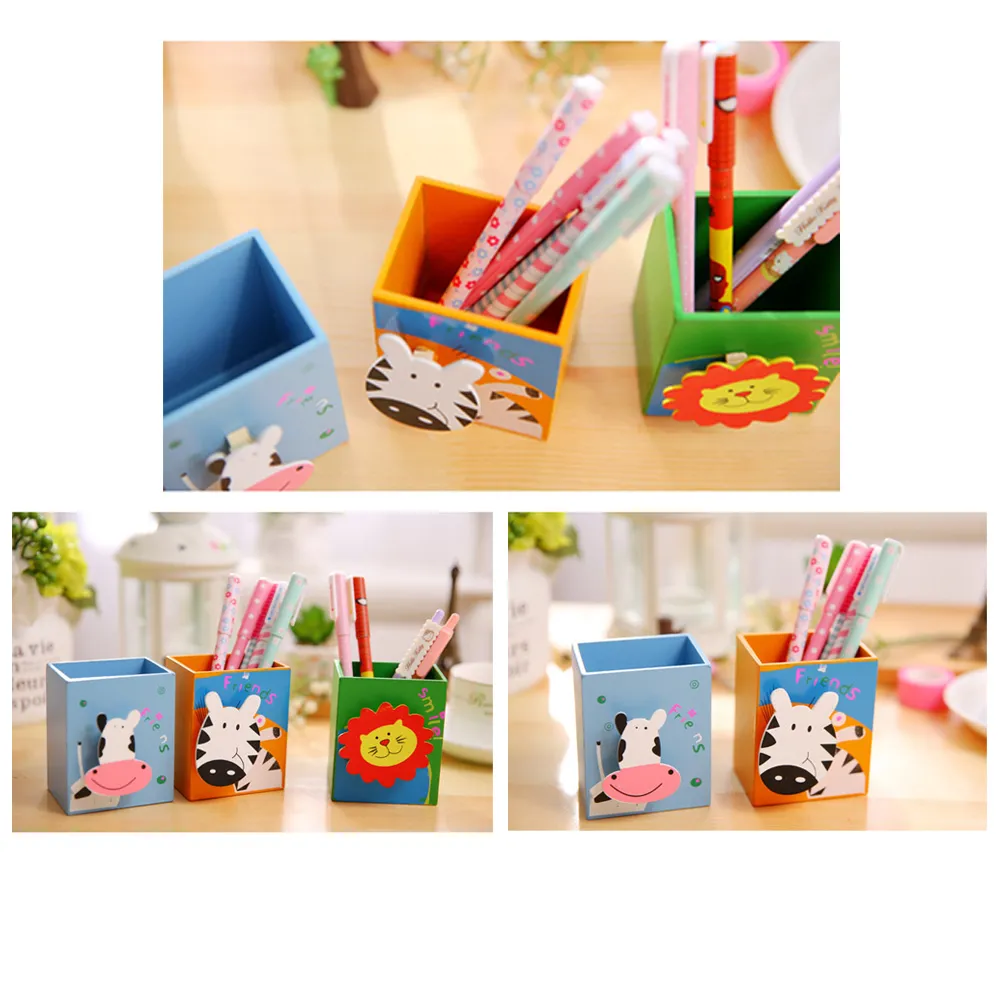 Animal Pattern Pencil Holder Pen Container Storage Box for Office Desk Home Decoration Green big image 1