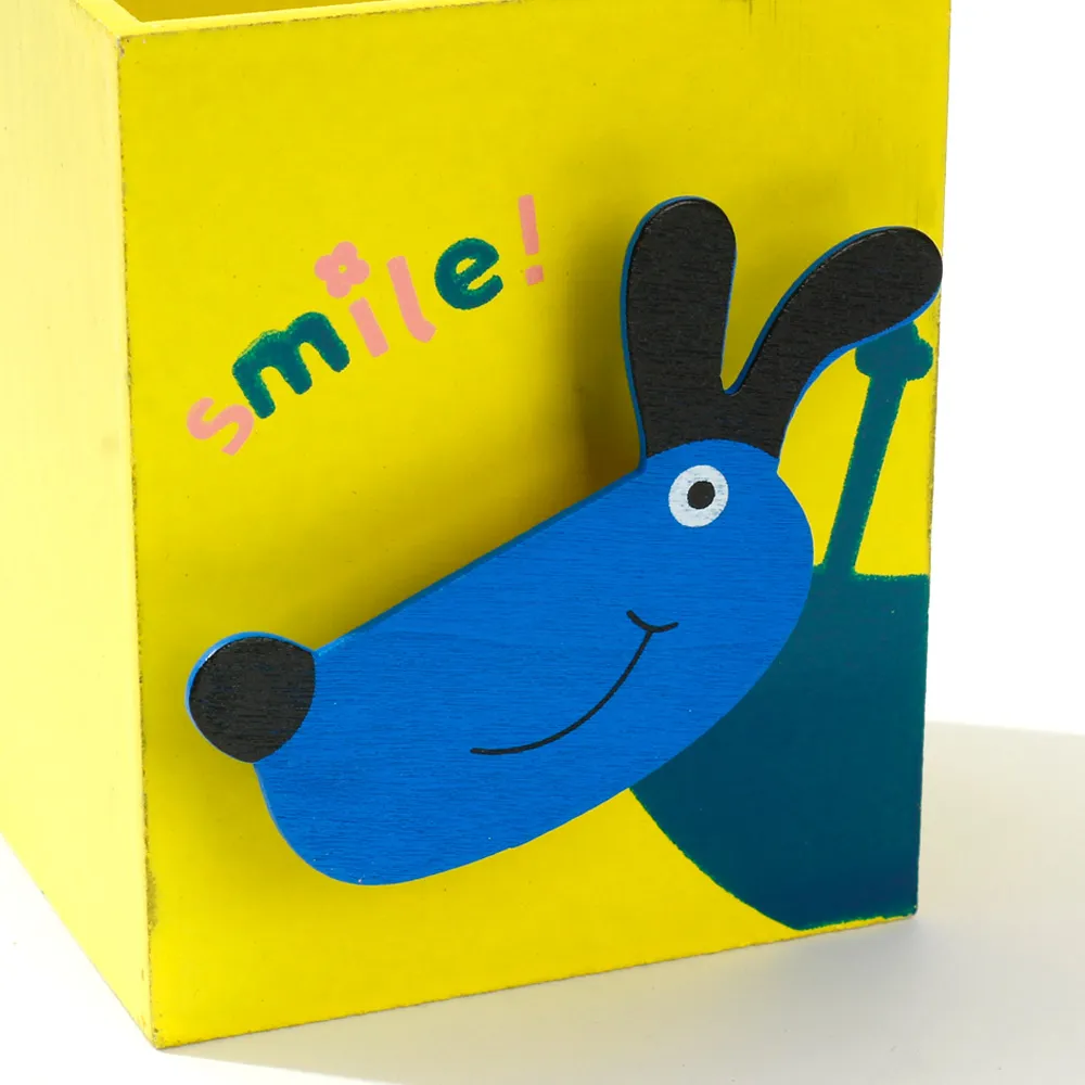 Animal Pattern Pencil Holder Pen Container Storage Box for Office Desk Home Decoration Yellow image 4