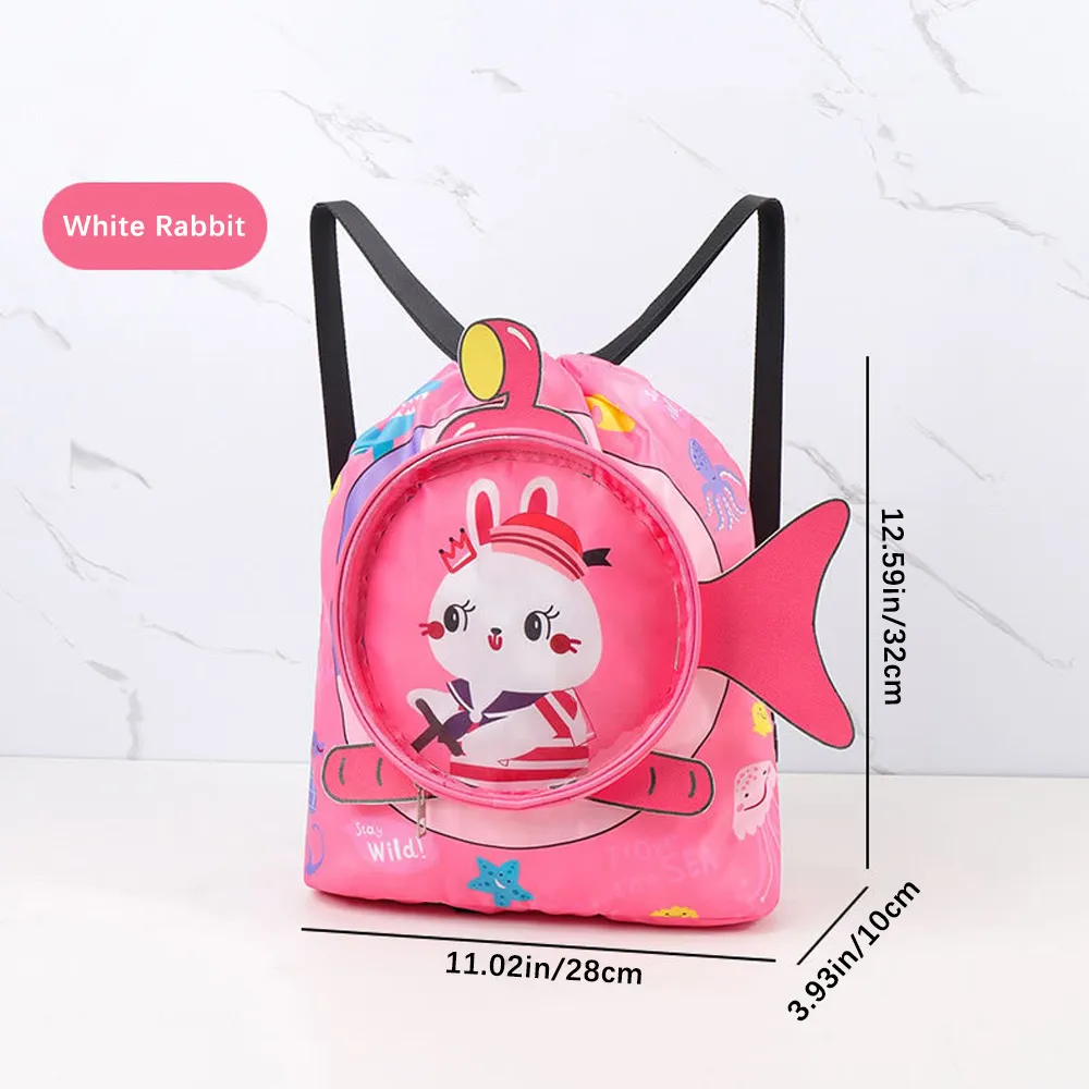Children's Cartoon Swimming Bag Dry and Wet Separation Beach Bag Fashion Large Capacity Swimming Clothes Storage Bag Backpack Pink big image 1