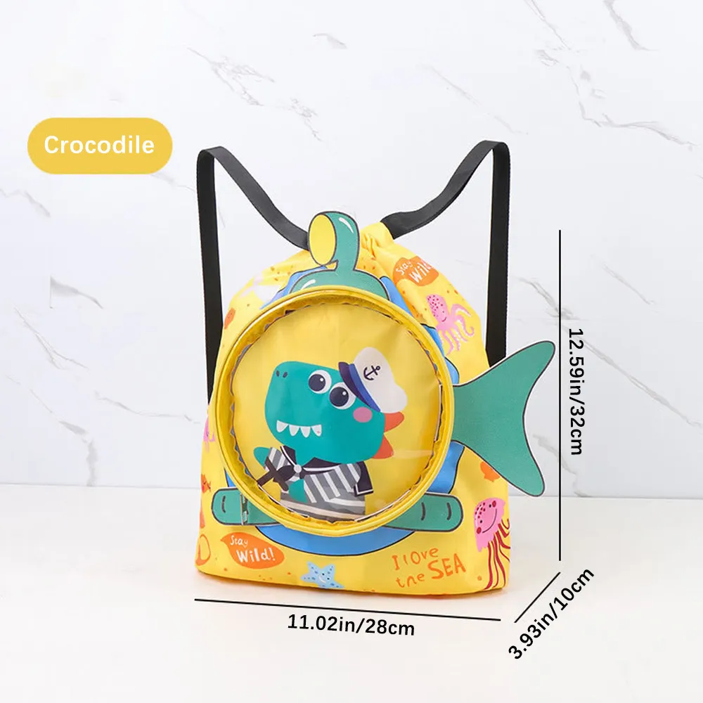 Children's Cartoon Swimming Bag Dry and Wet Separation Beach Bag Fashion Large Capacity Swimming Clothes Storage Bag Backpack Yellow
