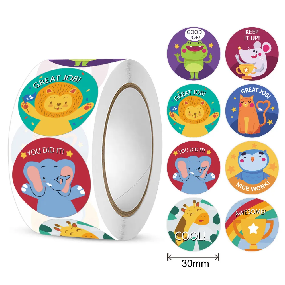 Cute Stickers Labels Roll Round Cartoon Labels for Envelope Seals Stickers Cards Gift Boxes Decorati