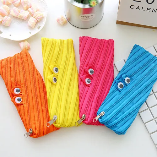 Zipper Pencil Case Cartoon Pencil Pouch Zippered Pen Pouch Fun Stationery Bag Durable Pencil Bags Pencil Box Lightweight Storage Gift for School Office Home Travel