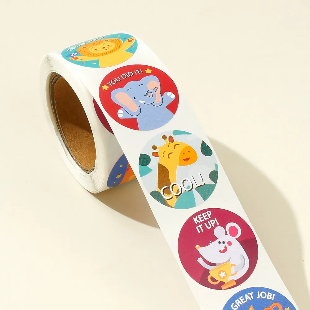 Cute Stickers Labels Roll Round Cartoon Labels for Envelope Seals Stickers Cards Gift Boxes Decoration White big image 1