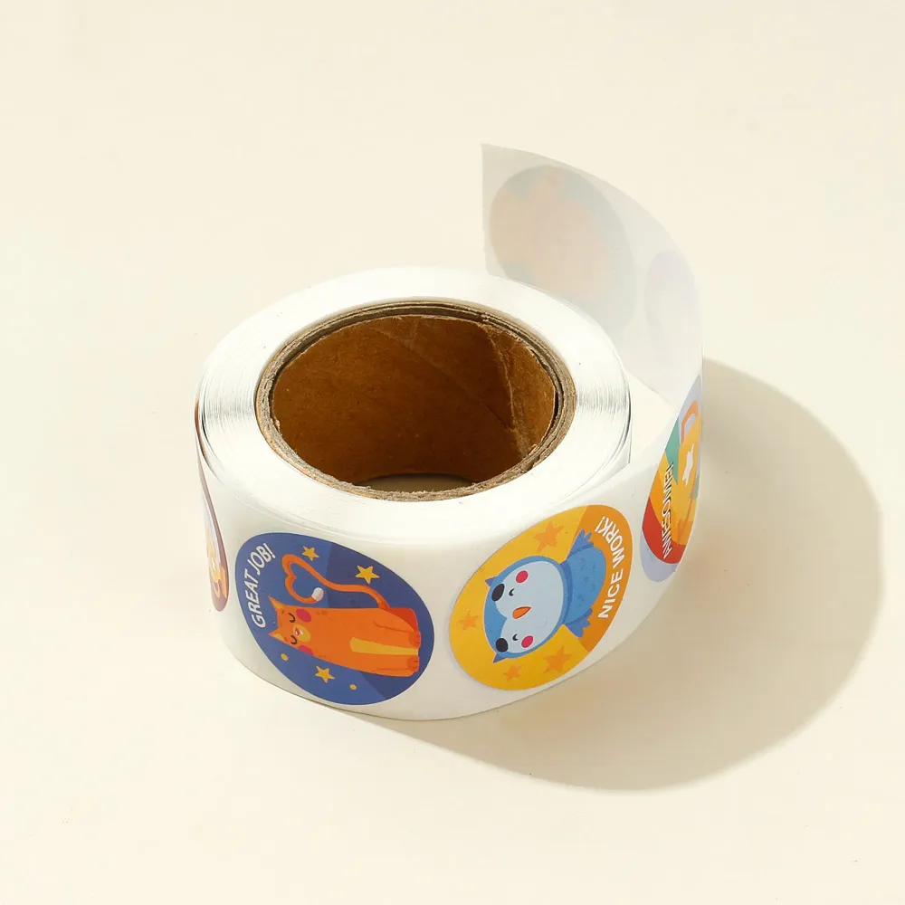 Cute Stickers Labels Roll Round Cartoon Labels for Envelope Seals Stickers Cards Gift Boxes Decoration White image 5