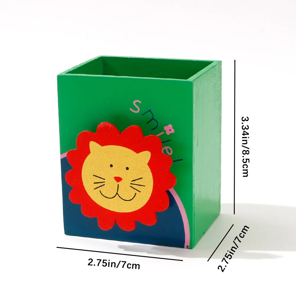 Animal Pattern Pencil Holder Pen Container Storage Box pour bureau bureau décoration de maison Vert big image 1