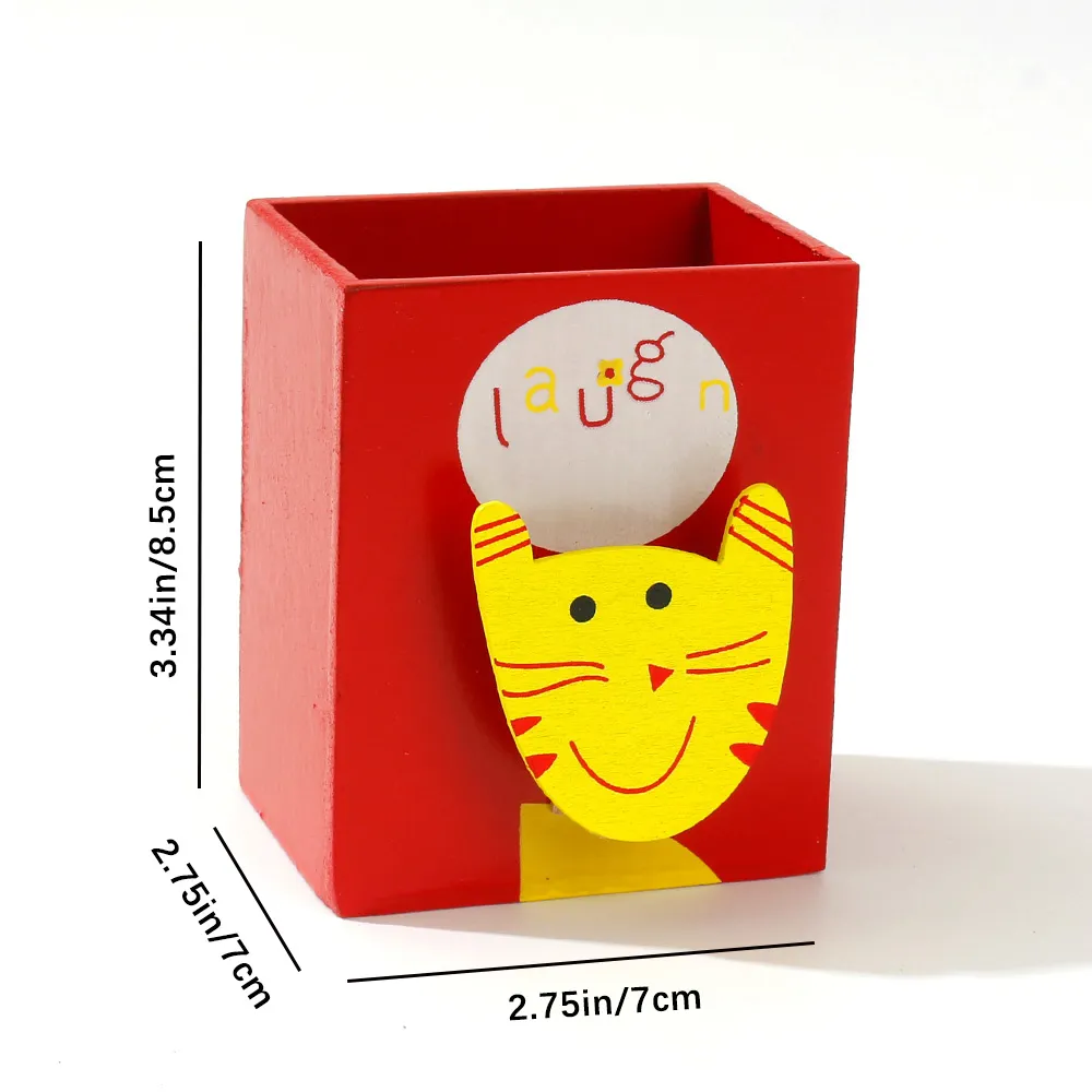 Animal Pattern Pencil Holder Pen Container Storage Box para la decoración del hogar del escritorio de la oficina Rojo big image 1