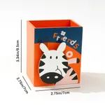Animal Pattern Pencil Holder Pen Container Storage Box para Decoração de Casa de Mesa de Escritório Laranja