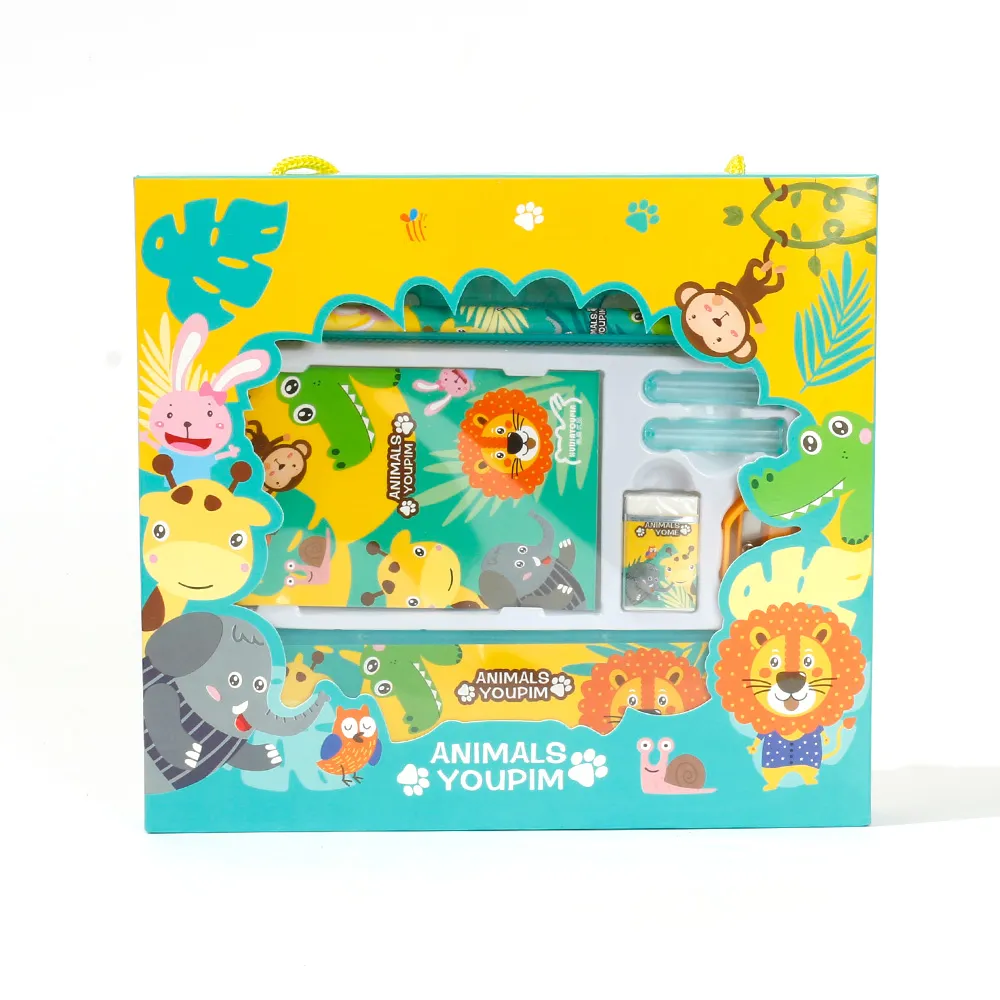 Cute Various Cartoon Animals Stationery Set Yellow