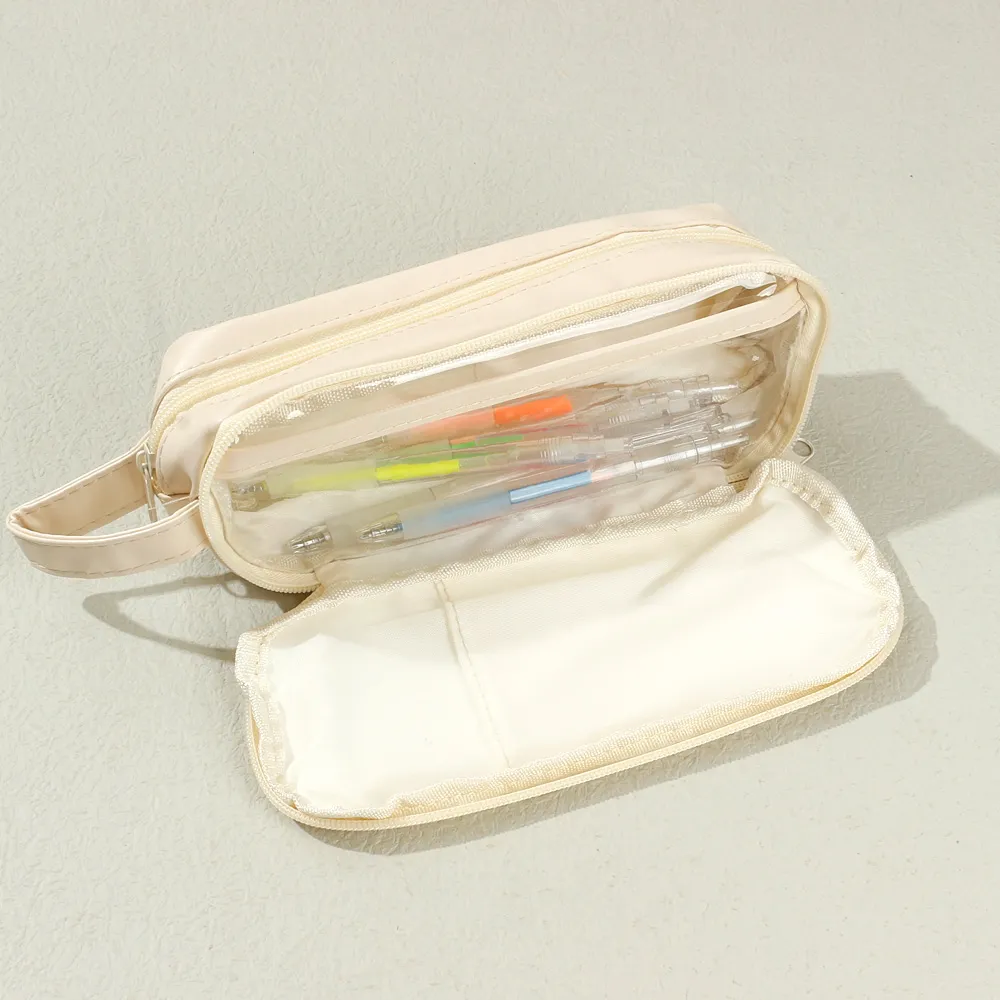 Pencil Bag Student Popular Double-layer Large Capacity Stationery Bag   image 3