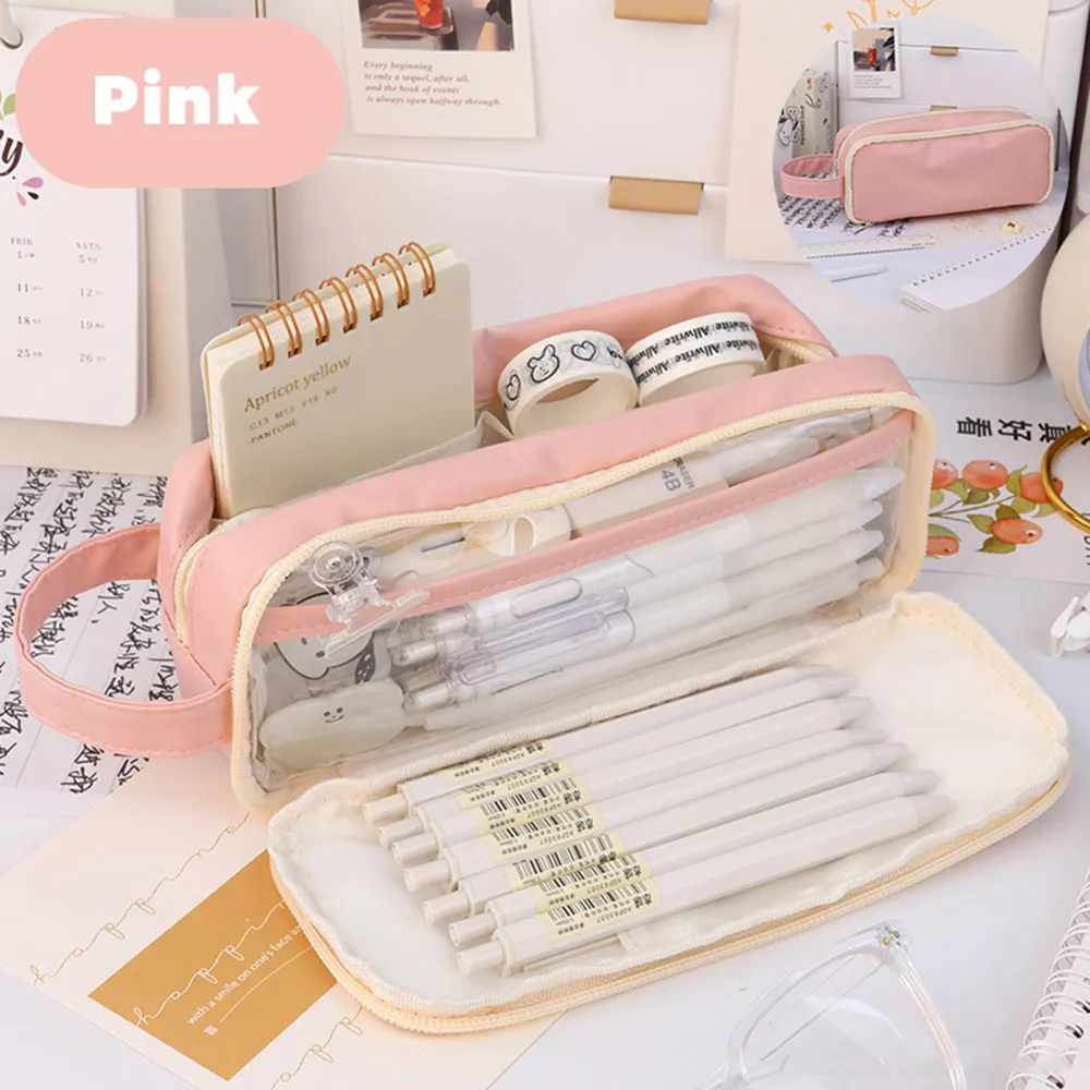 Pencil Bag Student Popular Double-layer Large Capacity Stationery Bag