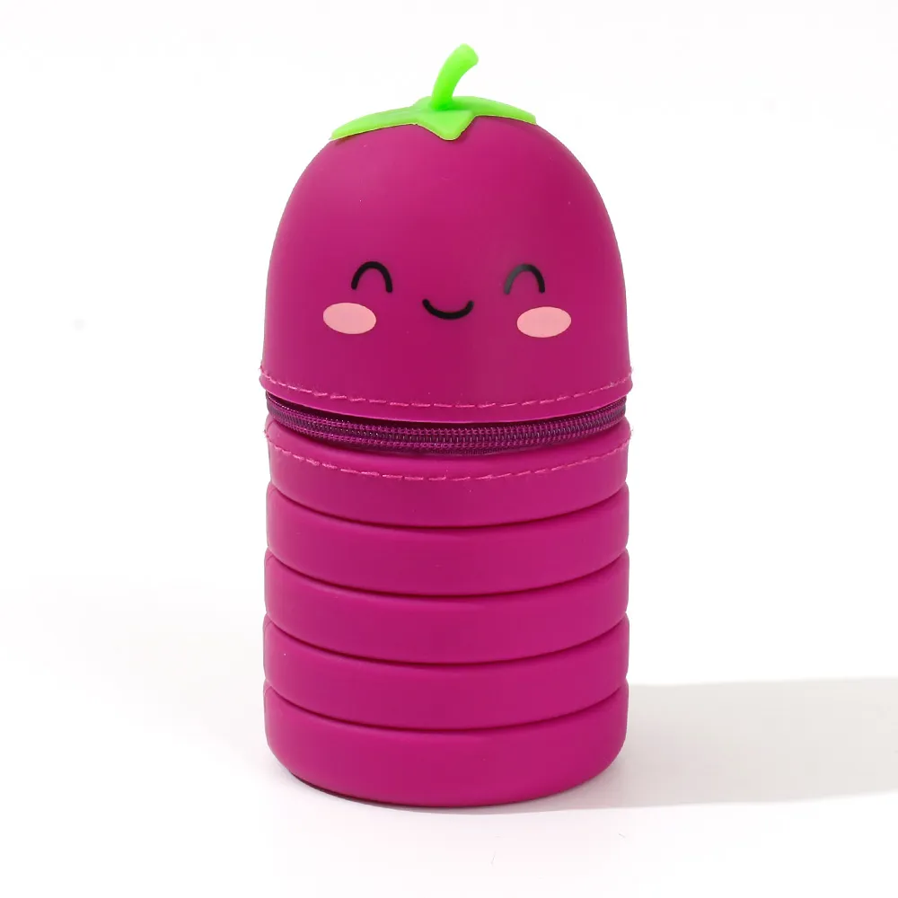 Cute Pencil Case Standing Telescopic Pencil Cases Stationery Office School Organizer  Purple