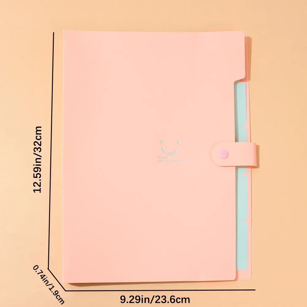 Candy Color Folder Multi-layer Insert 5 Dans A4 Folder File Bag Organ Bag Test Paper File Storage Bag