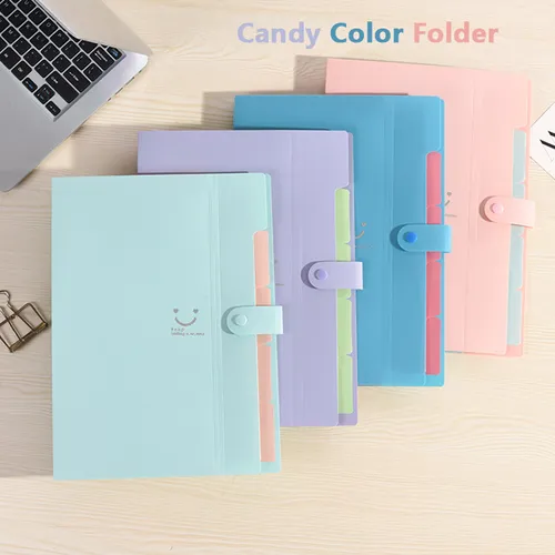 Candy Color Folder Multi-layer Insert 5 into A4 Folder File Bag Organ Bag Test Paper File Storage Bag