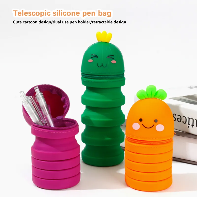 Cute Pencil Case Standing Telescopic Pencil Cases Stationery Office School Organizer 