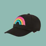 Toddler/Kid 100% Cotton Rainbow Embroidery Baseball Cap  Black