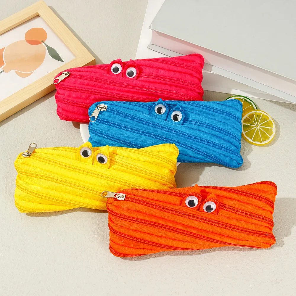 Zipper Pencil Case Cartoon Pencil Pouch Zippered Pen Pouch Fun Stationery Bag Durable Pencil Bags Pencil Box Lightweight Storage Gift for School Office Home Travel big image 4