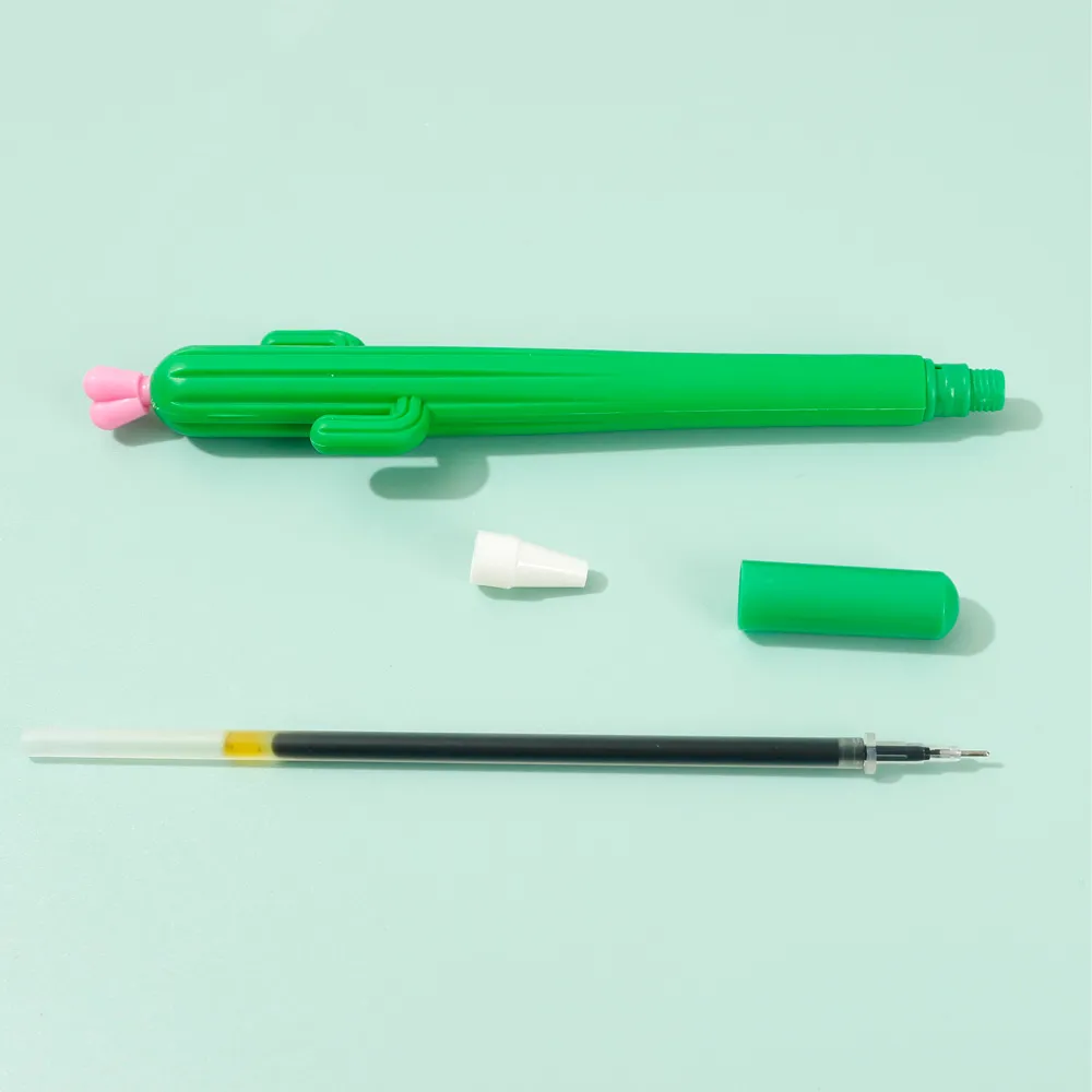4-pack Cactus Shaped Gel Pens Creative Gifts Black Ink Cacti Pen Cute Saguaro Gel Ink Pens Ball Point Pens for Office School Supplies Prize Student Creative Gift  image 6