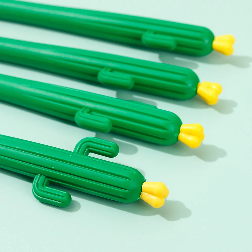 4-pack Cactus Shaped Gel Pens Creative Gifts Black Ink Cacti Pen Cute Saguaro Gel Ink Pens Ball Point Pens for Office School Supplies Prize Student Creative Gift Yellow