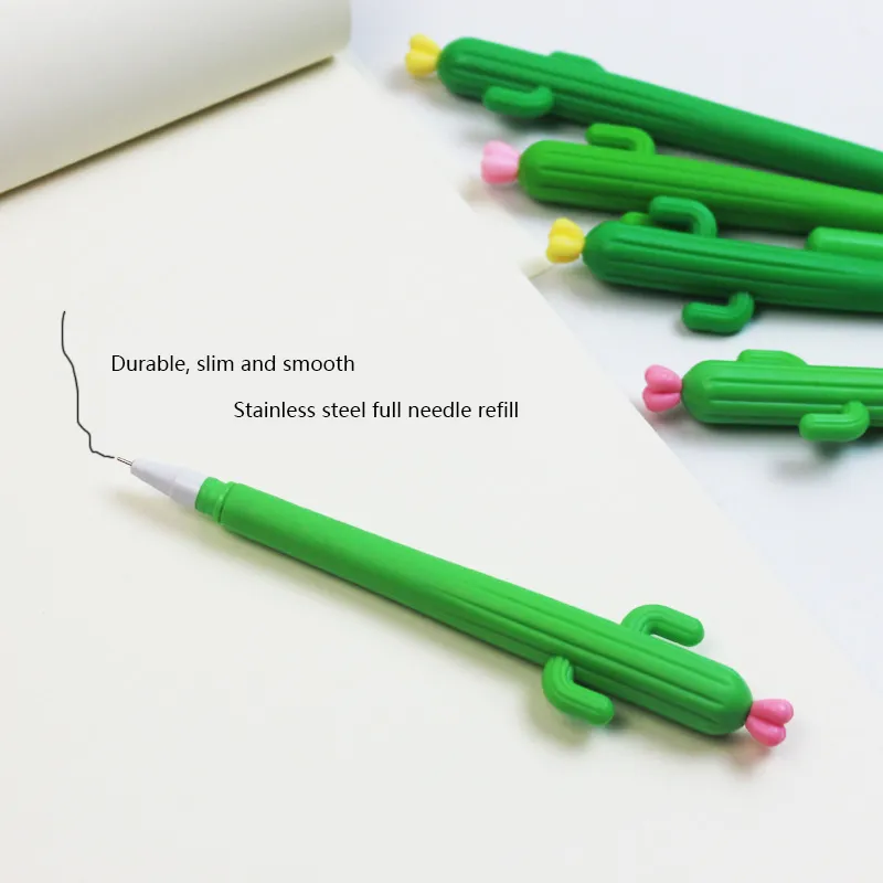 4-pack Cactus Shaped Gel Pens Creative Gifts Black Ink Cacti Pen Cute Saguaro Gel Ink Pens Ball Point Pens for Office School Supplies Prize Student Creative Gift  image 4