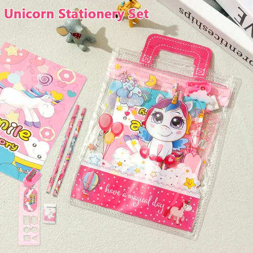 7pcs Cute Unicorn Cartoon School Supplies Stationery Set