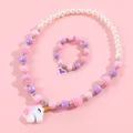 2pcs Toddler/Kid Unicorn Necklace Bracelet Set  image 1