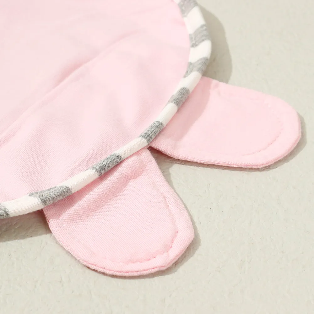 2-teiliges Babyschlafsäcke und Hasenohr-Fetalhut-Set, Neugeborene 0-3 Monate Must-Haves, innen 95% Baumwolle, weich und niedlich, geeignet für vier Jahreszeiten  rosa big image 1
