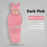 2pcs Baby Sleeping Bags and Rabbit Ear Fetal Hat Set, Newborns 0-3 Months Must Haves, Inside 95% Cotton, Soft and Cute, Suitable for Four Seasons  Dark Pink