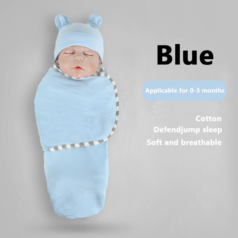 2pcs Baby Sleeping Bags and Rabbit Ear Fetal Hat Set, Newborns 0-3 Months Must Haves, Inside 95% Cot