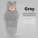 2pcs Baby Sleeping Bags and Rabbit Ear Fetal Hat Set, Newborns 0-3 Months Must Haves, Inside 95% Cotton, Soft and Cute, Suitable for Four Seasons  Grey
