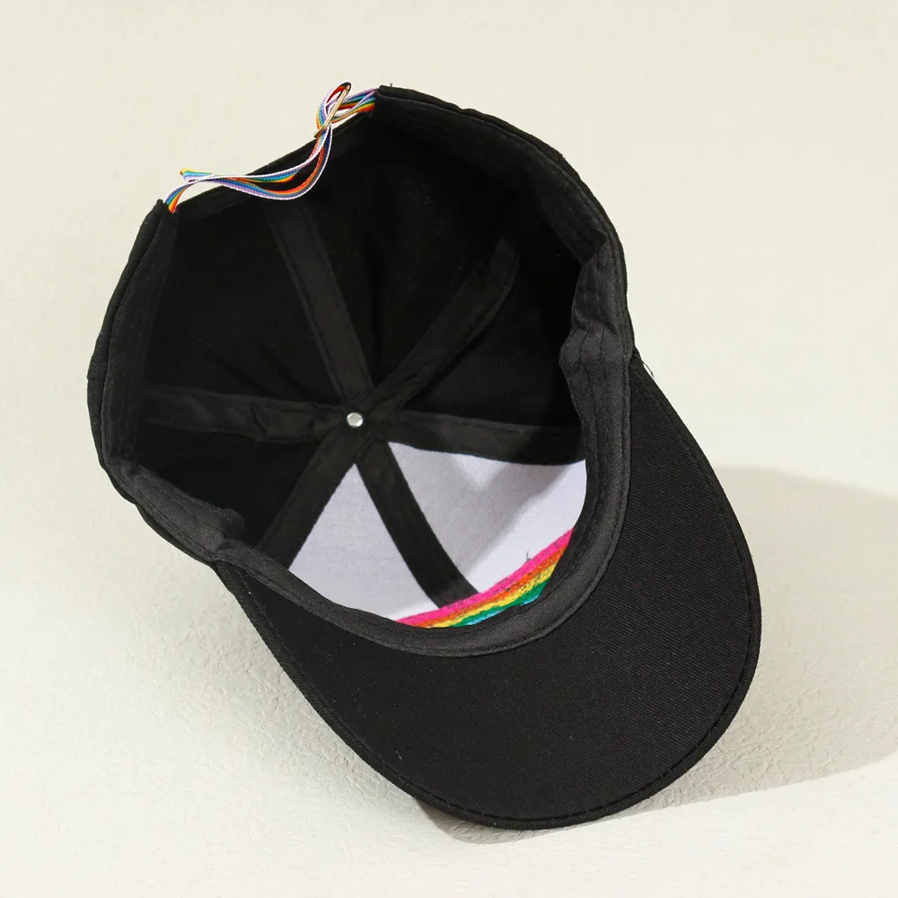 Toddler/Kid 100% Cotton Rainbow Embroidery Baseball Cap  Black image 2