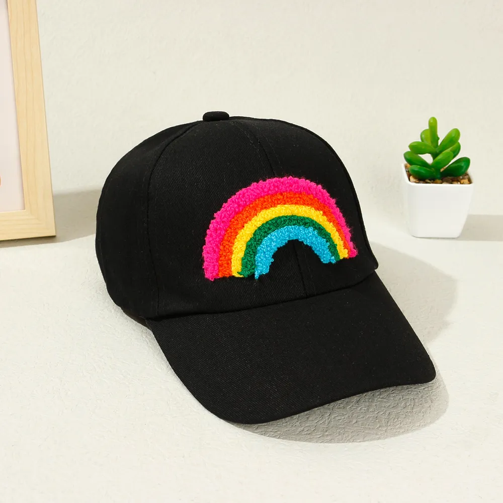 Toddler/Kid 100% Cotton Rainbow Embroidery Baseball Cap  Black big image 1