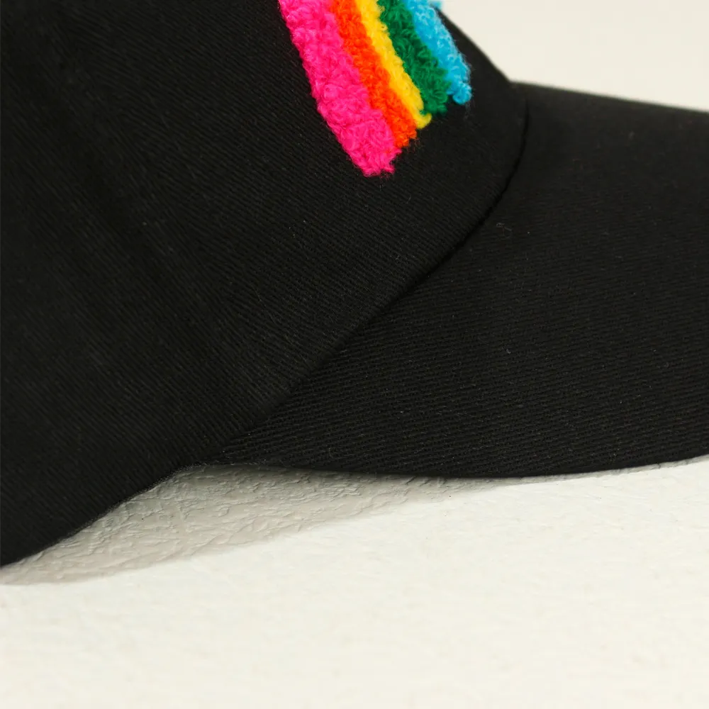 Toddler/Kid 100% Cotton Rainbow Embroidery Baseball Cap  Black image 4