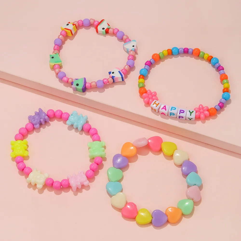 Toddler/Kid Handmade Unicorn Elastic Bracelet Multi-color image 2
