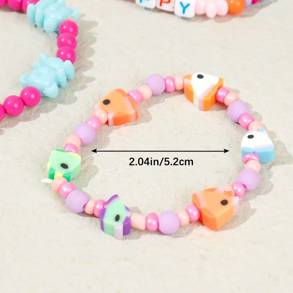 Toddler/Kid Handmade Unicorn Elastic Bracelet Multi-color image 4