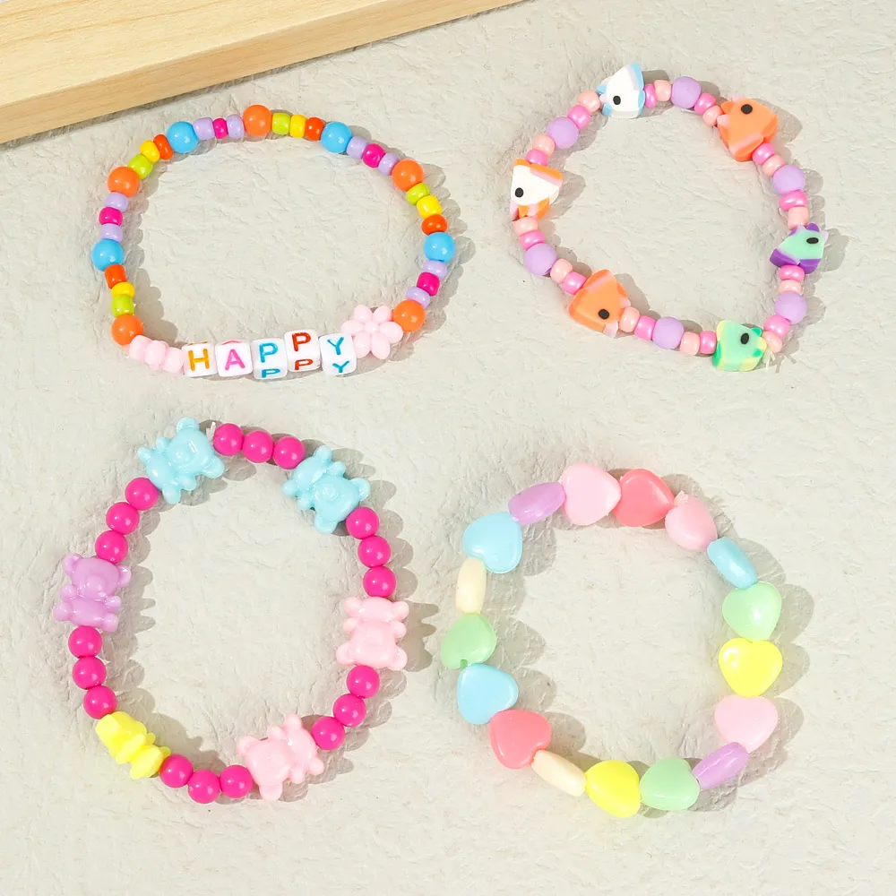 Toddler/Kid Handmade Unicorn Elastic Bracelet Multi-color image 3