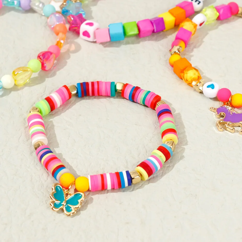 4-pack Toddler/Kid Unicorn Butterfly Peach Stretchy Bracelet big image 5