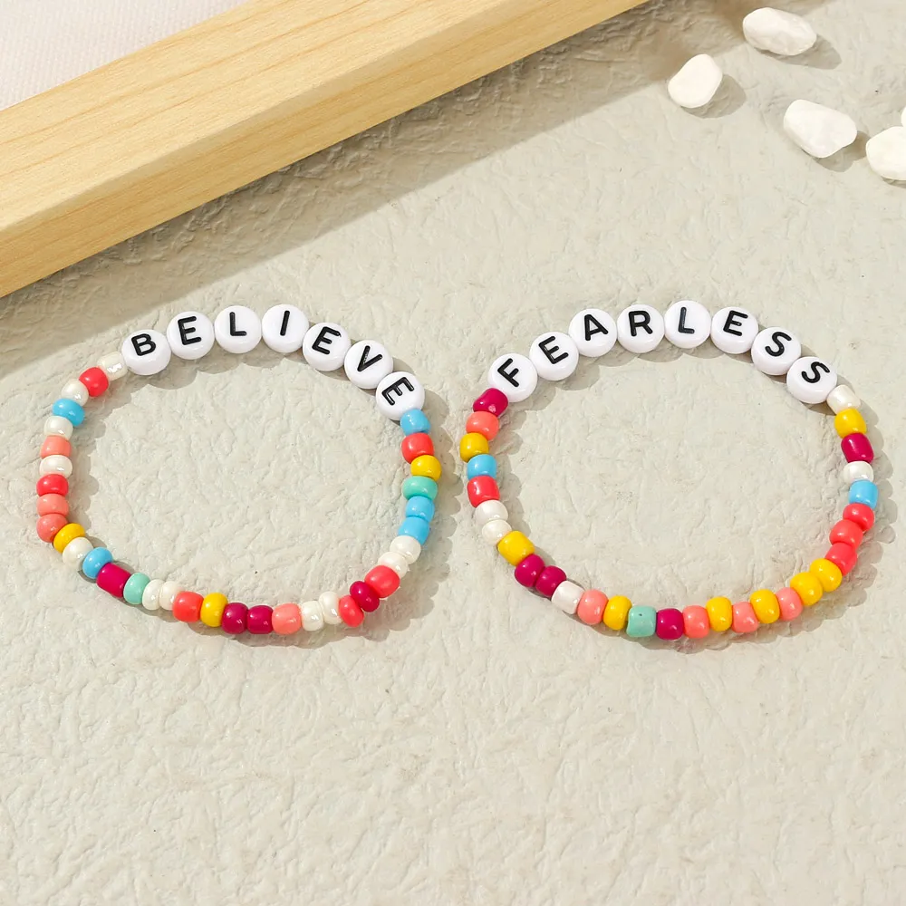 2-pack Toddler/Kid Letters Print Positive Energy Words Bracelets
