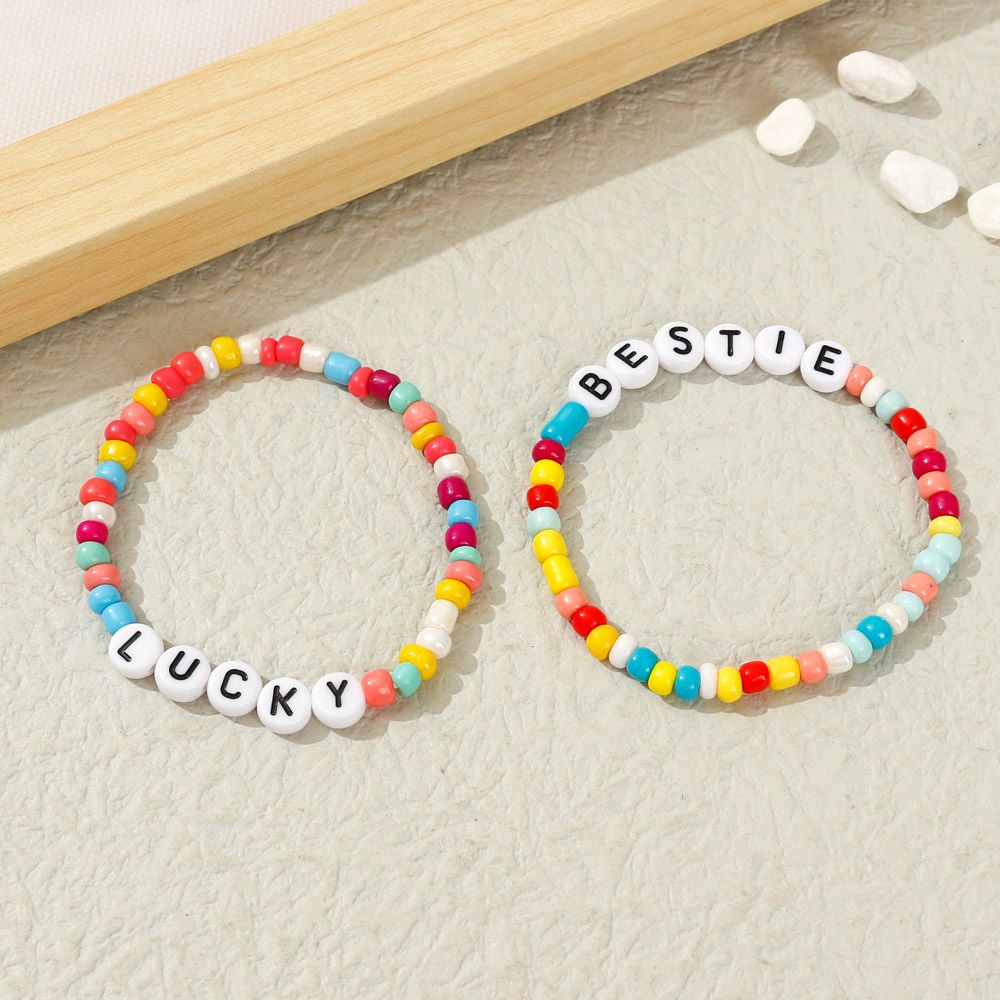 2-pack Toddler/Kid Letters Print Positive Energy Words Bracelets