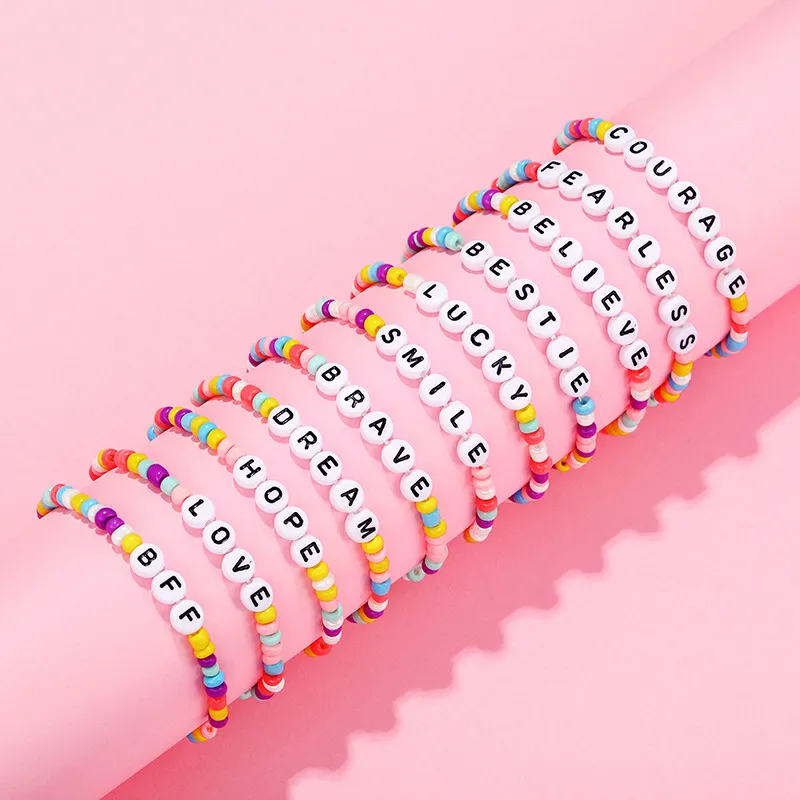 2-pack Toddler/Kid Letters Print Positive Energy Words Bracelets
