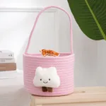 Cartoon Cute Storage Basket Woven Portable Storage Basket Pink