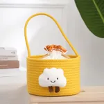 Cartoon Cute Storage Basket Woven Portable Storage Basket Yellow