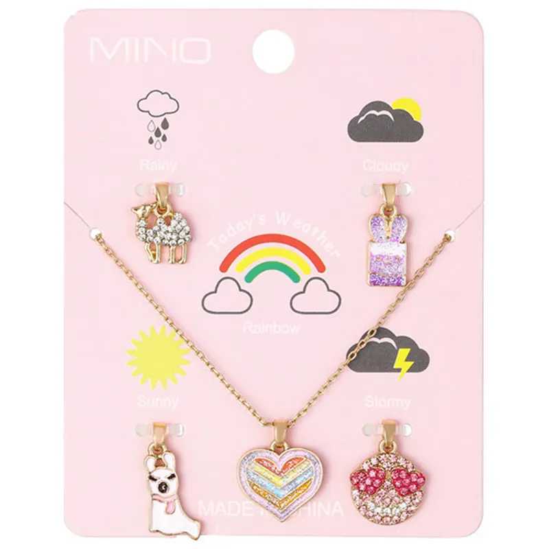 Criança Coração Padrão Pingente DIY Colar  image 2