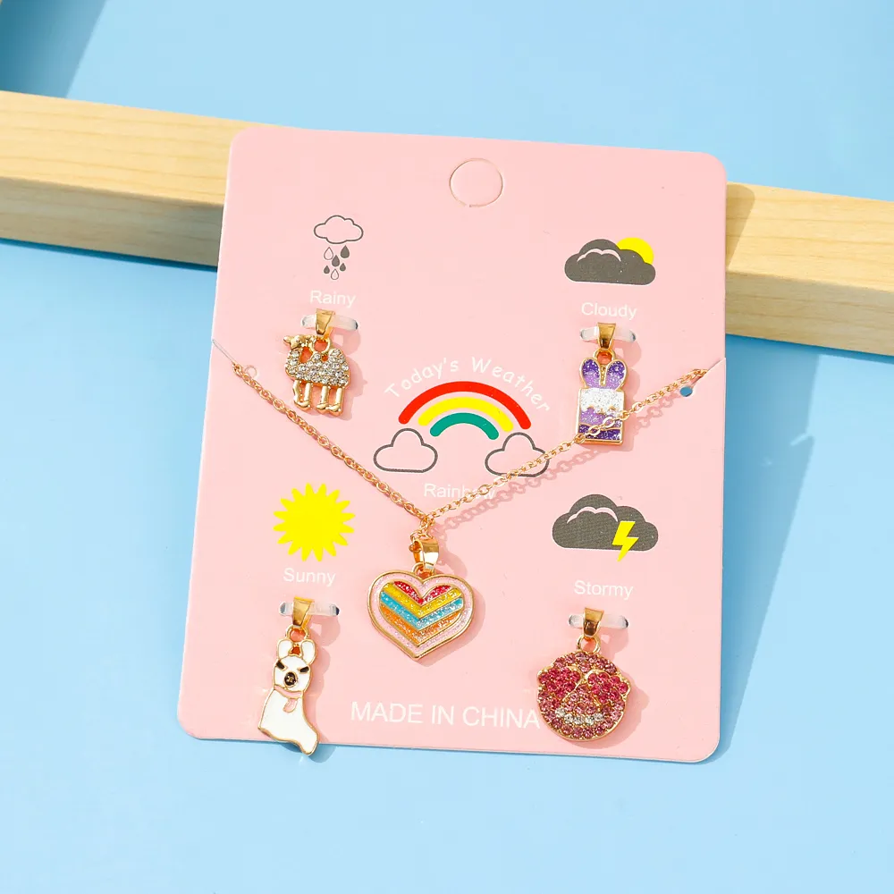 Criança Coração Padrão Pingente DIY Colar  big image 1