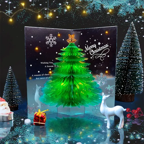 Tarjeta de felicitación del árbol de Navidad 3D