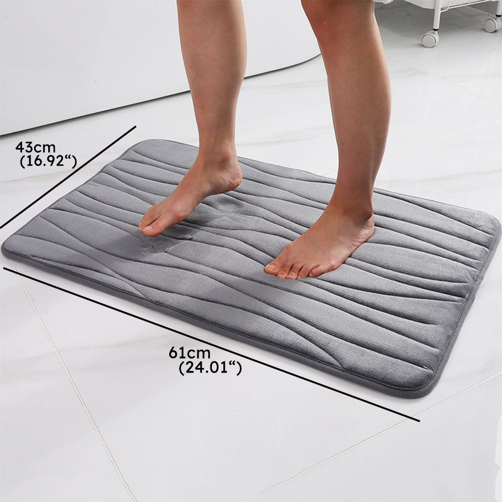 

Memory Foam Wave Striped Bath Mat - Soft and Absorbent Carpet for Bathroom and Entryway