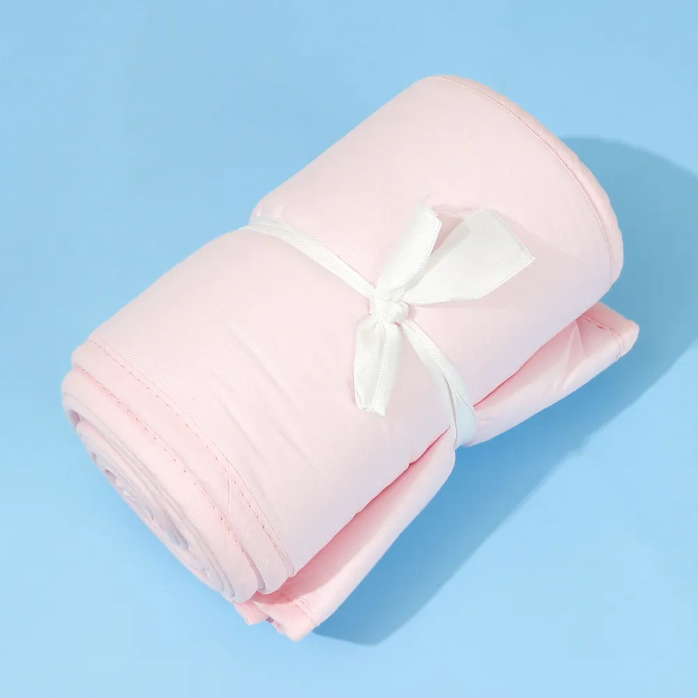 3 pcs Soft Cotton Kids Bed Rail Bumper Set with Anti-Collision and Split Design Pink image 5
