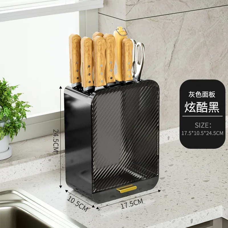 Single Unit Household Luxe Countertop Kitchen Knife Storage Rack Black