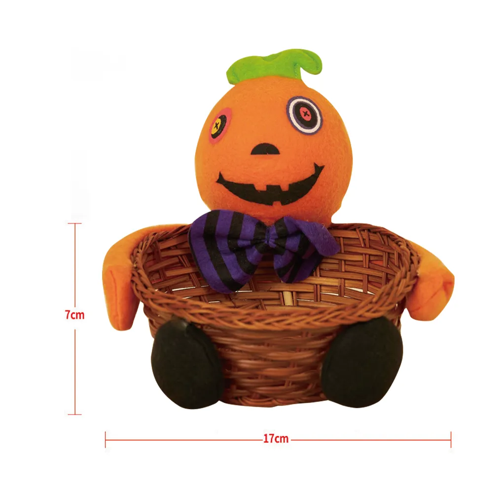Halloween/Easter Candy Basket with Woven Doll, Pumpkin-shaped, Cute and Eco-friendly  image 4