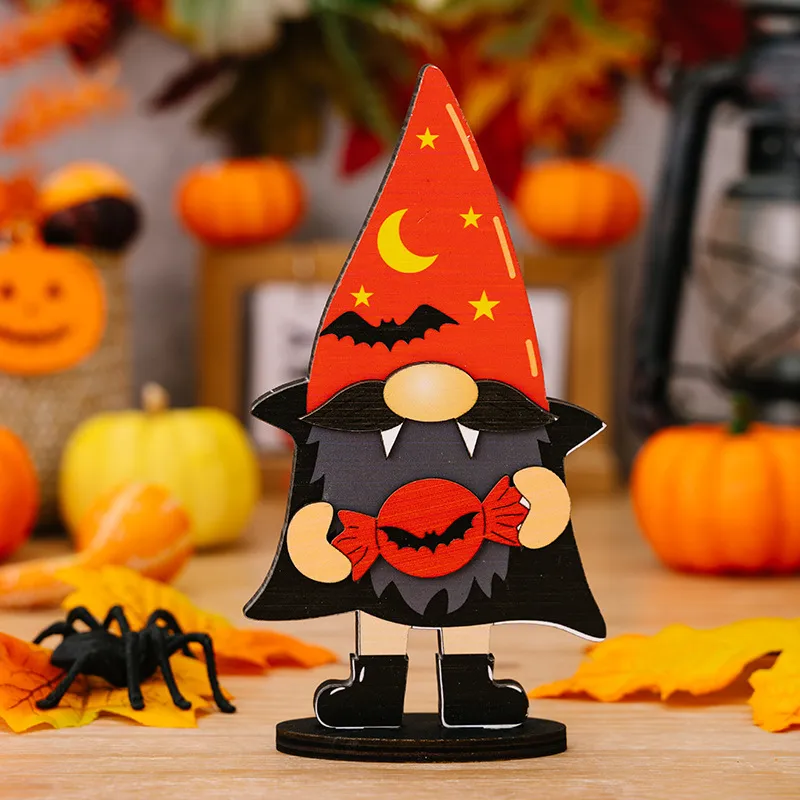 

Cute Wooden Dwarf Ghost Halloween Decoration with Various Styles