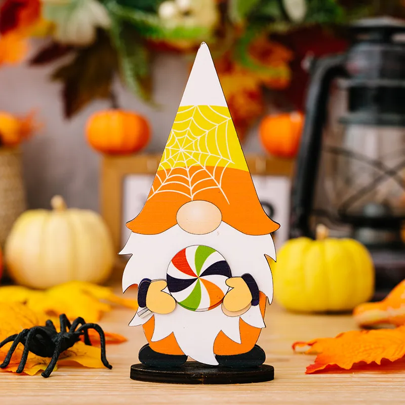 

Cute Wooden Dwarf Ghost Halloween Decoration with Various Styles